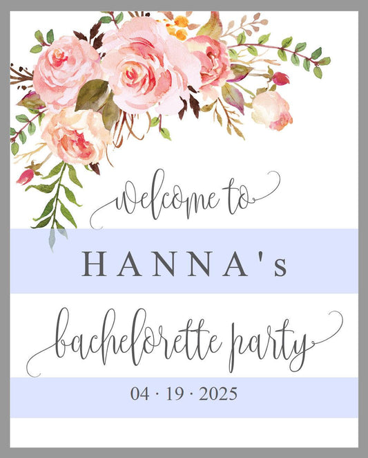 Bachelorette Party Welcome Sign, Printable Welcome Sign, Editable Sign, Instant Download, Wedding Décor -HANNA - SAVVY PAPER CO