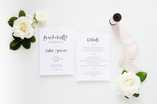 Bachelorette Weekend Invite, DIY Editable Template Instant Download Bachelorette Invites Invitation Party - Eileen - SAVVY PAPER CO