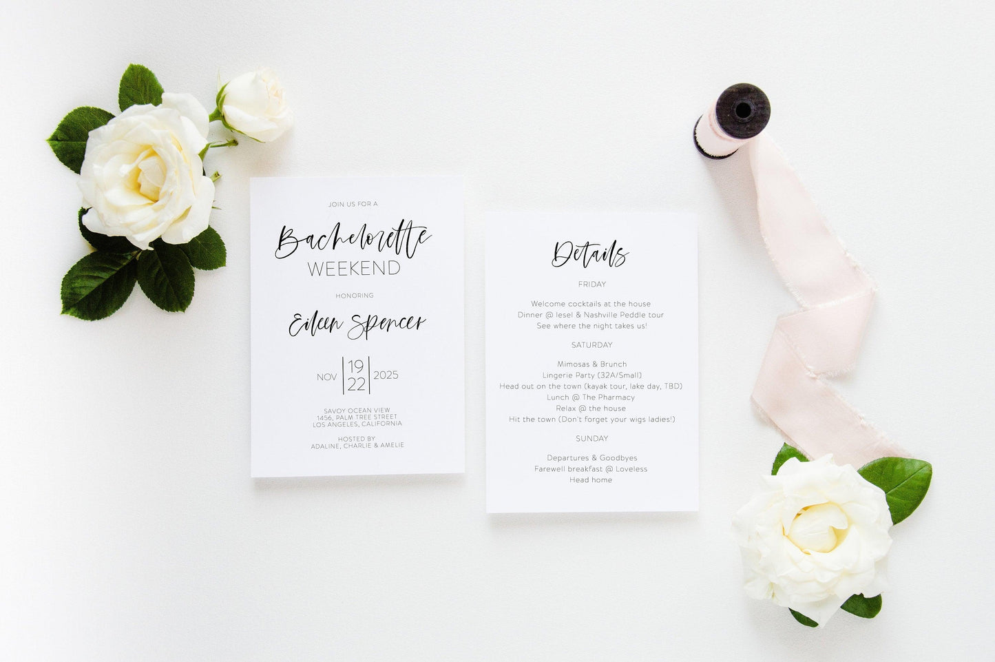 Bachelorette Weekend Invite, DIY Editable Template Instant Download Bachelorette Invites Invitation Party - Eileen - SAVVY PAPER CO