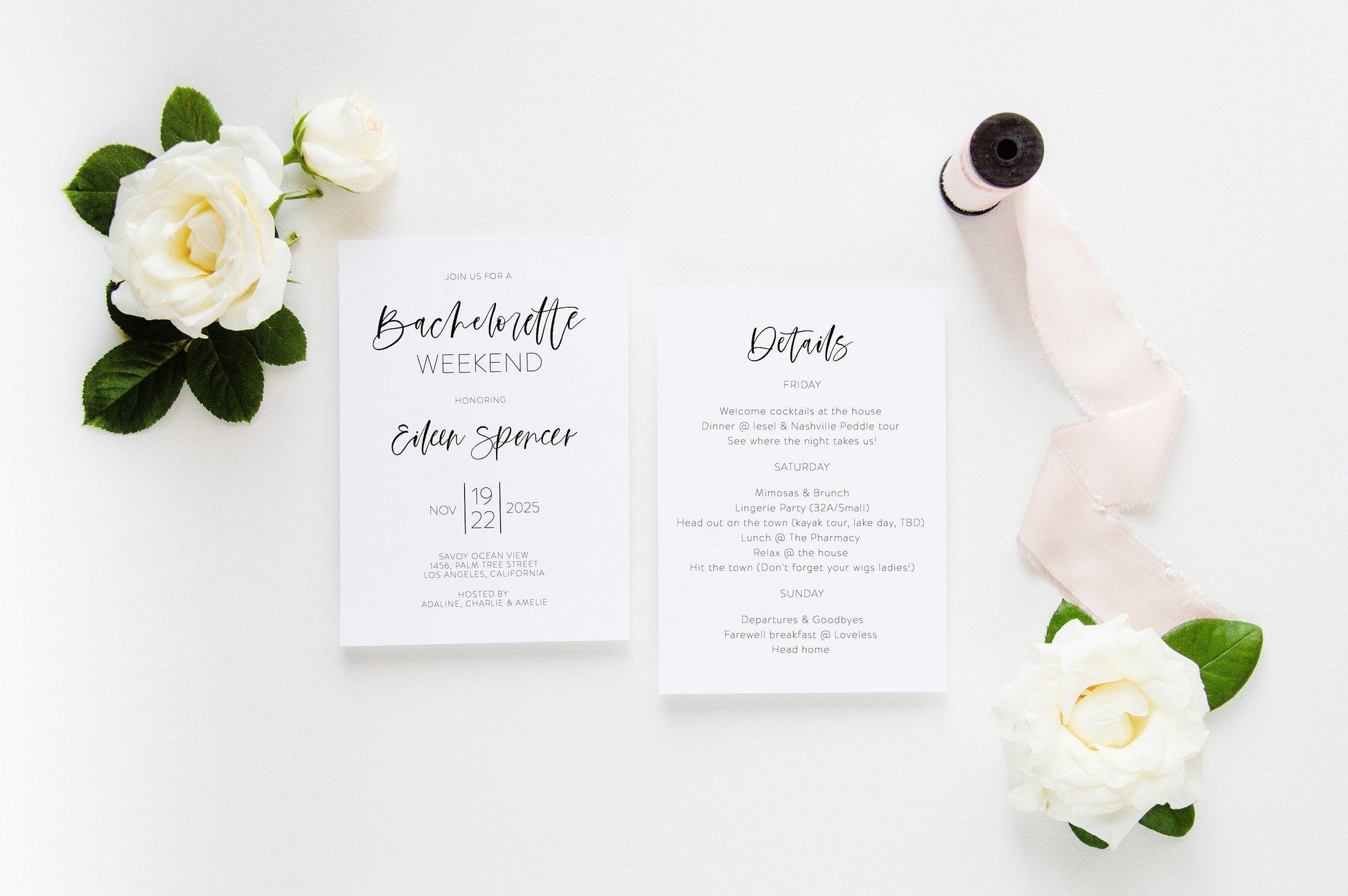 Bachelorette Weekend Invite, DIY Editable Template Instant Download Bachelorette Invites Invitation Party - Eileen - SAVVY PAPER CO