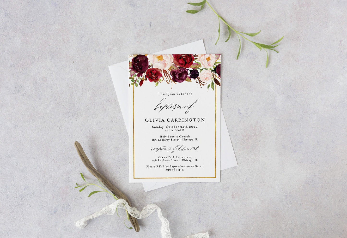 Baptism Invite, Baptism Invitation Template, First Holy Communion Invitation, Editable Invites, Instant Download #WB4 - SAVVY PAPER CO