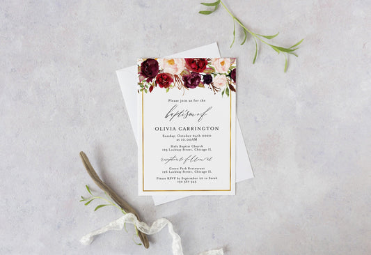 Baptism Invite, Baptism Invitation Template, First Holy Communion Invitation, Editable Invites, Instant Download #WB4 - SAVVY PAPER CO