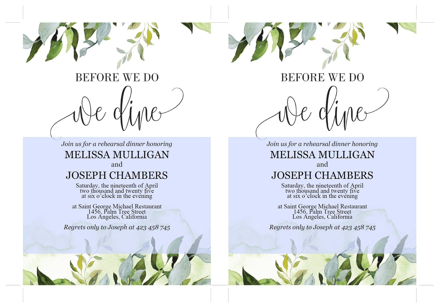 Before We Do We Dine Invitation Template, Printable Wedding Rehearsal Dinner Invitation, Greenery Wedding, Instant Download, - Melissa - SAVVY PAPER CO
