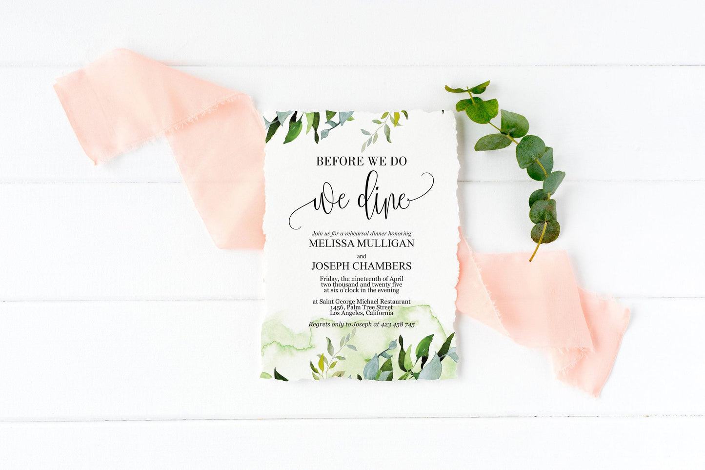 Before We Do We Dine Invitation Template, Printable Wedding Rehearsal Dinner Invitation, Greenery Wedding, Instant Download, - Melissa - SAVVY PAPER CO