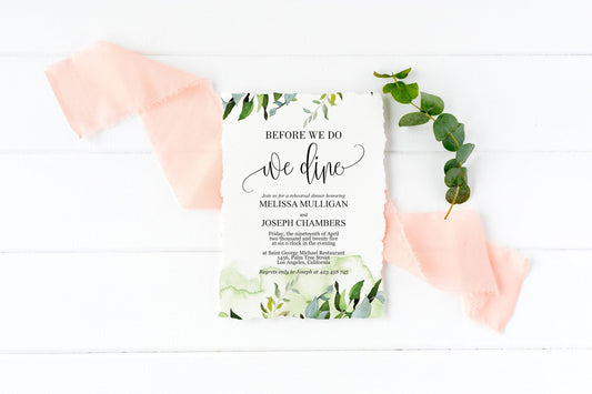 Before We Do We Dine Invitation Template, Printable Wedding Rehearsal Dinner Invitation, Greenery Wedding, Instant Download, - Melissa - SAVVY PAPER CO