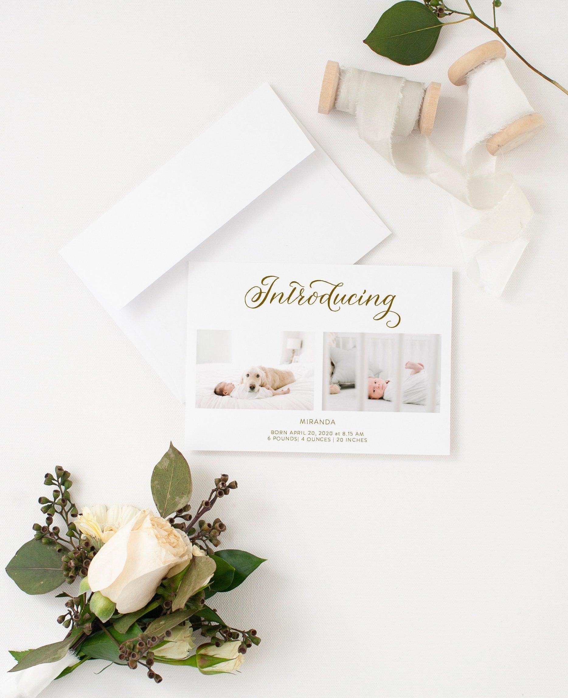 Birth Announcement Template, Instant Download, Editable Baby Boy Or Baby Girl Announcement Cards, Newborn Announcements - SELENA - SAVVY PAPER CO