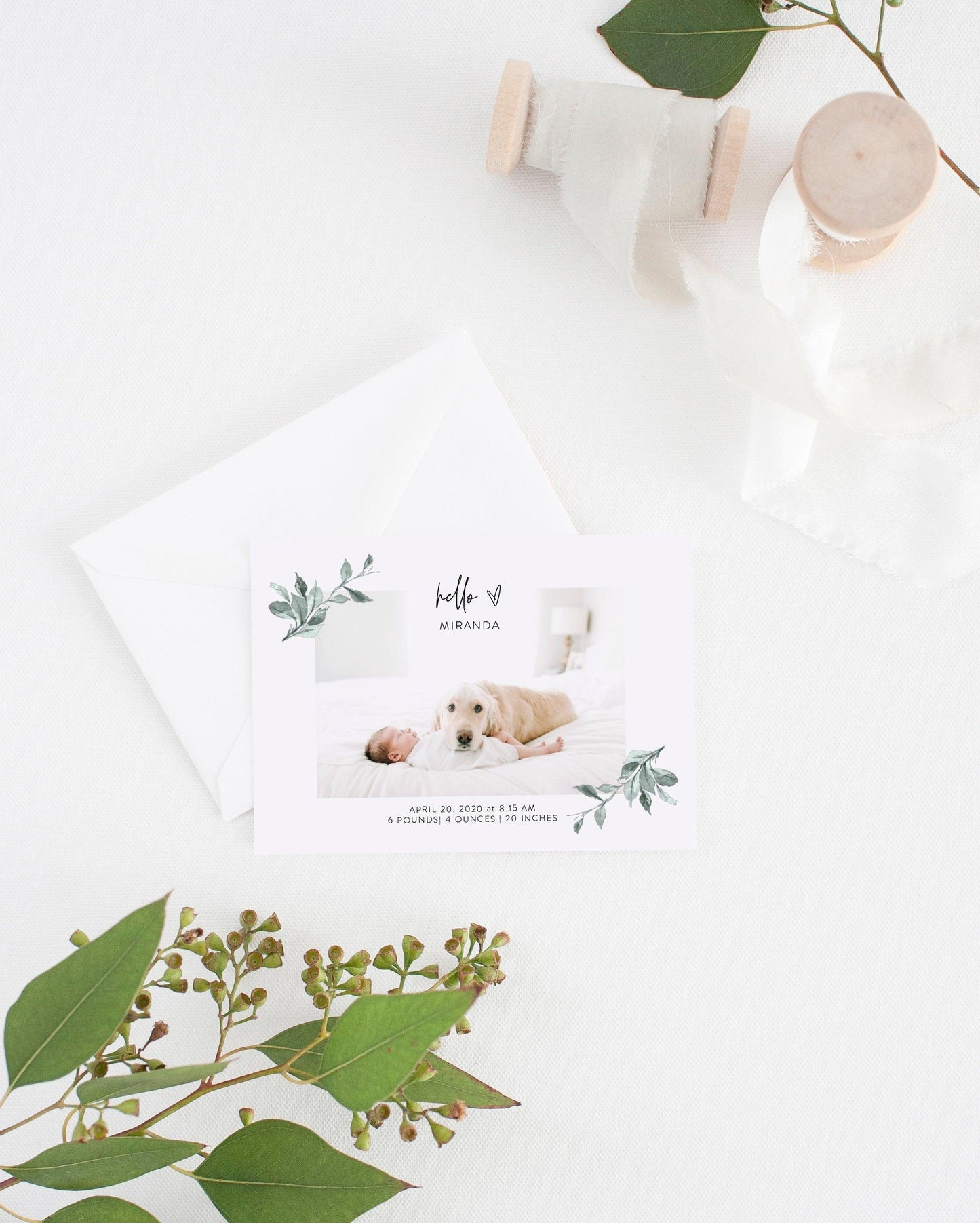 Birth Announcement Template, Instant Download, Editable Unisex Announcement Cards, Newborn Announcements Templett - MIRA - SAVVY PAPER CO