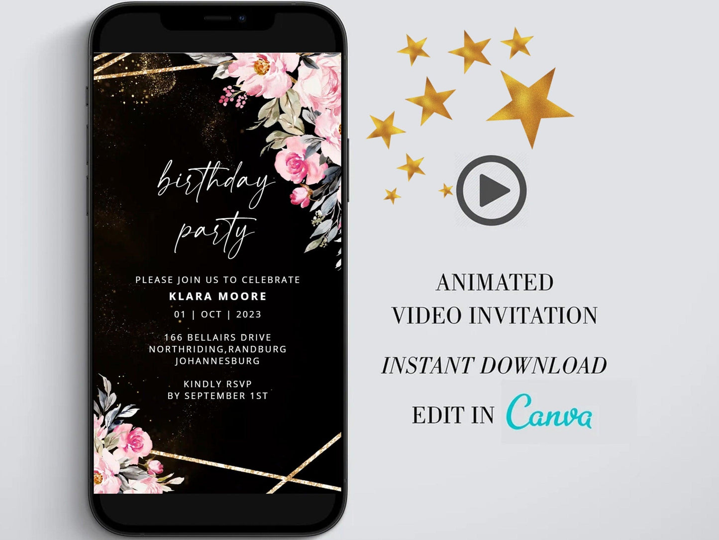 Birthday Video Invite, Electronic Animated Birthday Invitation, Custom Birthday Invite, Birthday Animated Card - SAVVY PAPER CO