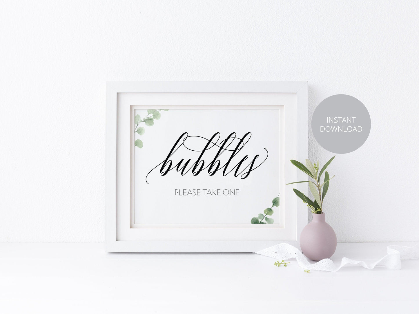 Blow Bubbles Sign, Wedding Send Off, Rustic Wedding, Greenery Wedding, Bubbles, Instant Download, Wedding Decor, Please Take One - SAVVY PAPER CO