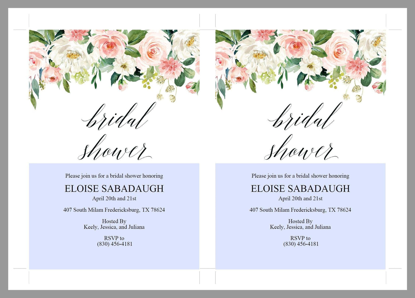 Blush Floral Bridal Shower Invitation Instant Download Printable Editable Template DIY Bridal Shower Invite - Eloise - SAVVY PAPER CO