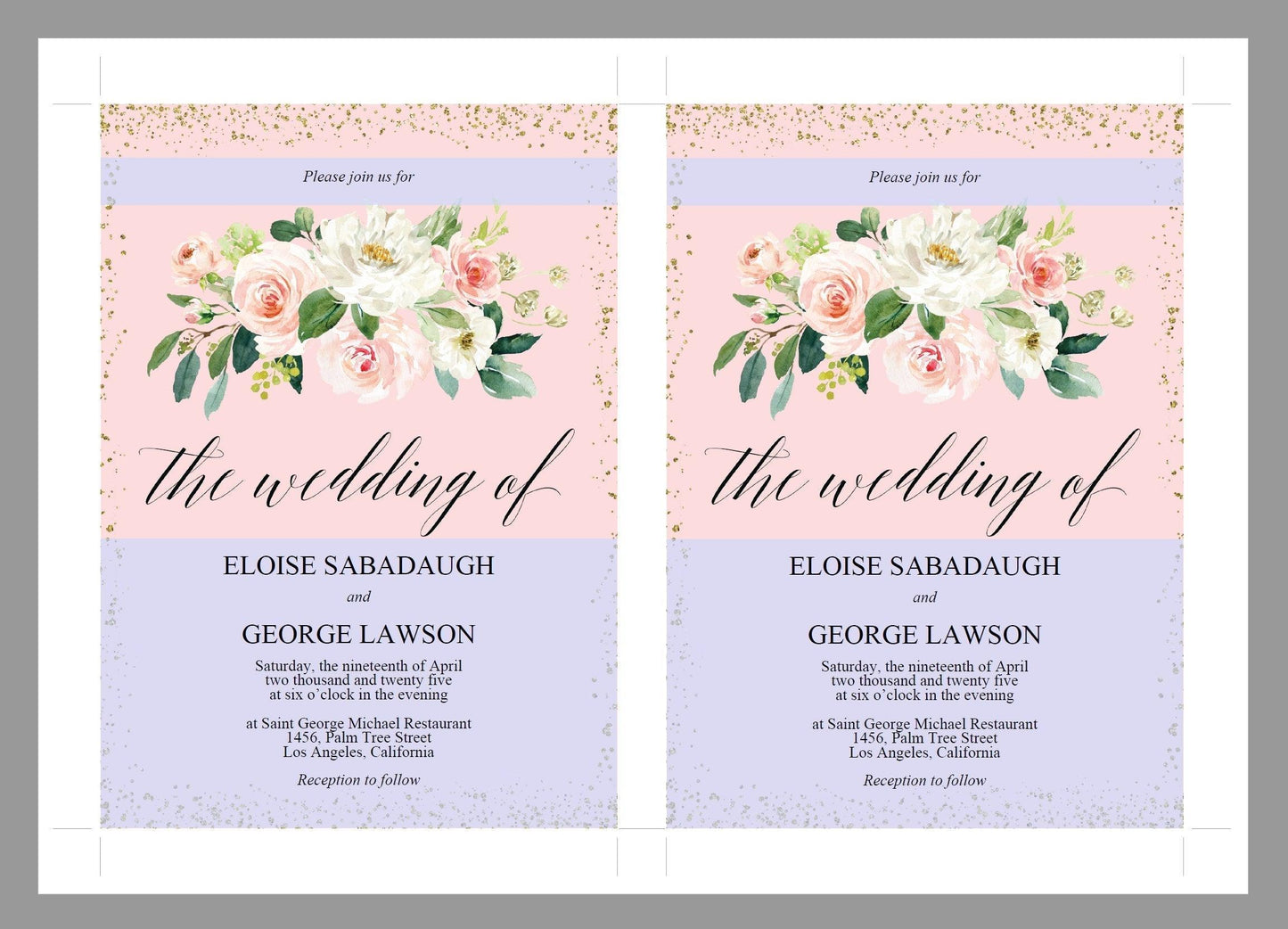 Blush Floral Wedding Invitation Editable Template, Printable DIY Instant Download Invites, Digital Download Invitations-Eloise - SAVVY PAPER CO