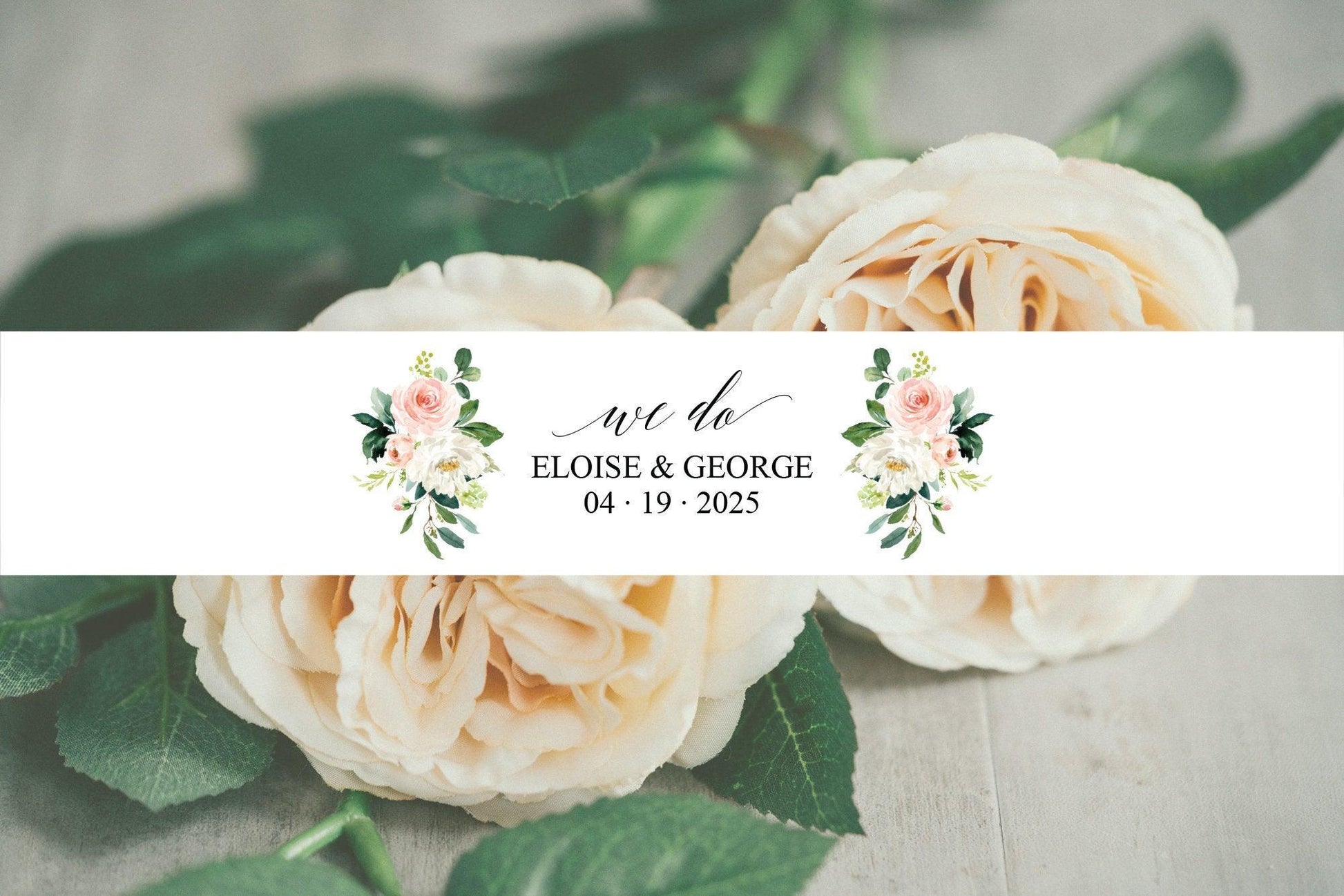 Blush Floral Wedding Invitation Suite Belly Band Template,Printable Pink Glitter Wedding Invites Band,2x11", DIY PDF Instant Download-Eloise - SAVVY PAPER CO