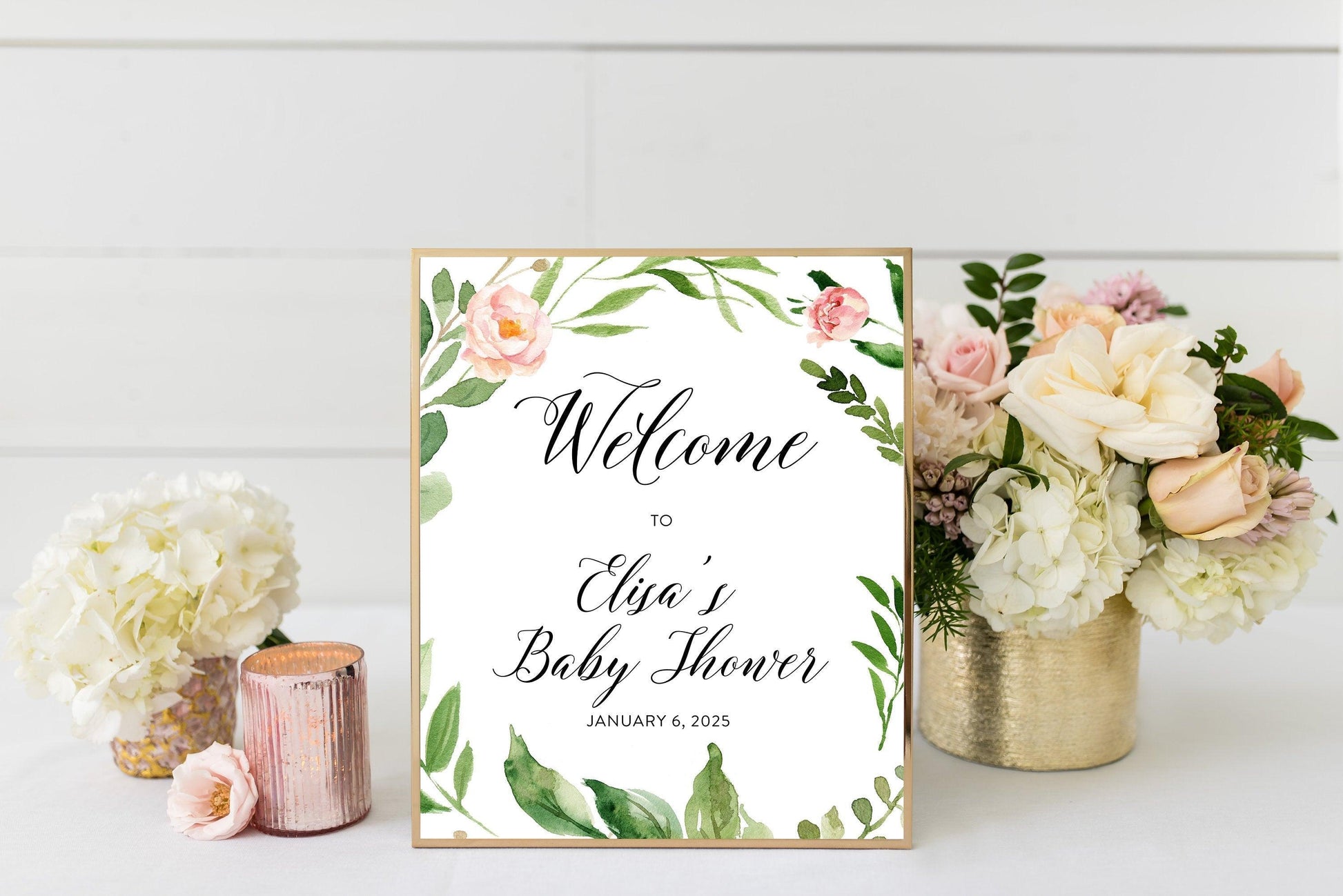 Blush Floral Welcome Baby Shower Sign Printable Template Peach Floral Baby Shower Welcome Sign Bridal Shower Decoration #WB2 - SAVVY PAPER CO