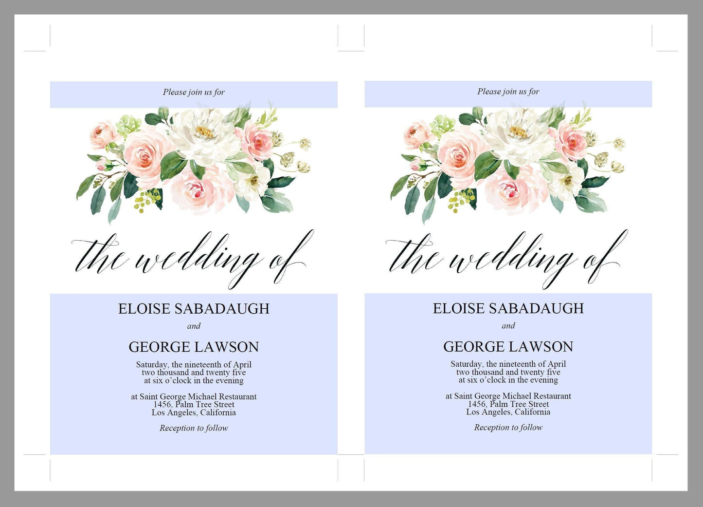 Blush Greenery Floral Wedding Invitation Editable Template, Printable DIY Instant Download Invites, Digital Download Invitations-Eloise - SAVVY PAPER CO