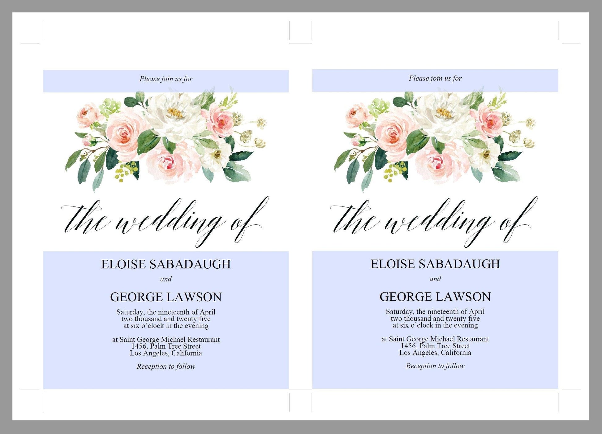 Blush Greenery Floral Wedding Invitation Editable Template, Printable DIY Instant Download Invites, Digital Download Invitations-Eloise - SAVVY PAPER CO