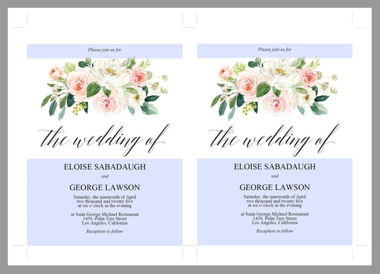 Blush Greenery Floral Wedding Invitation Editable Template, Printable DIY Instant Download Invites, Digital Download Invitations-Eloise - SAVVY PAPER CO
