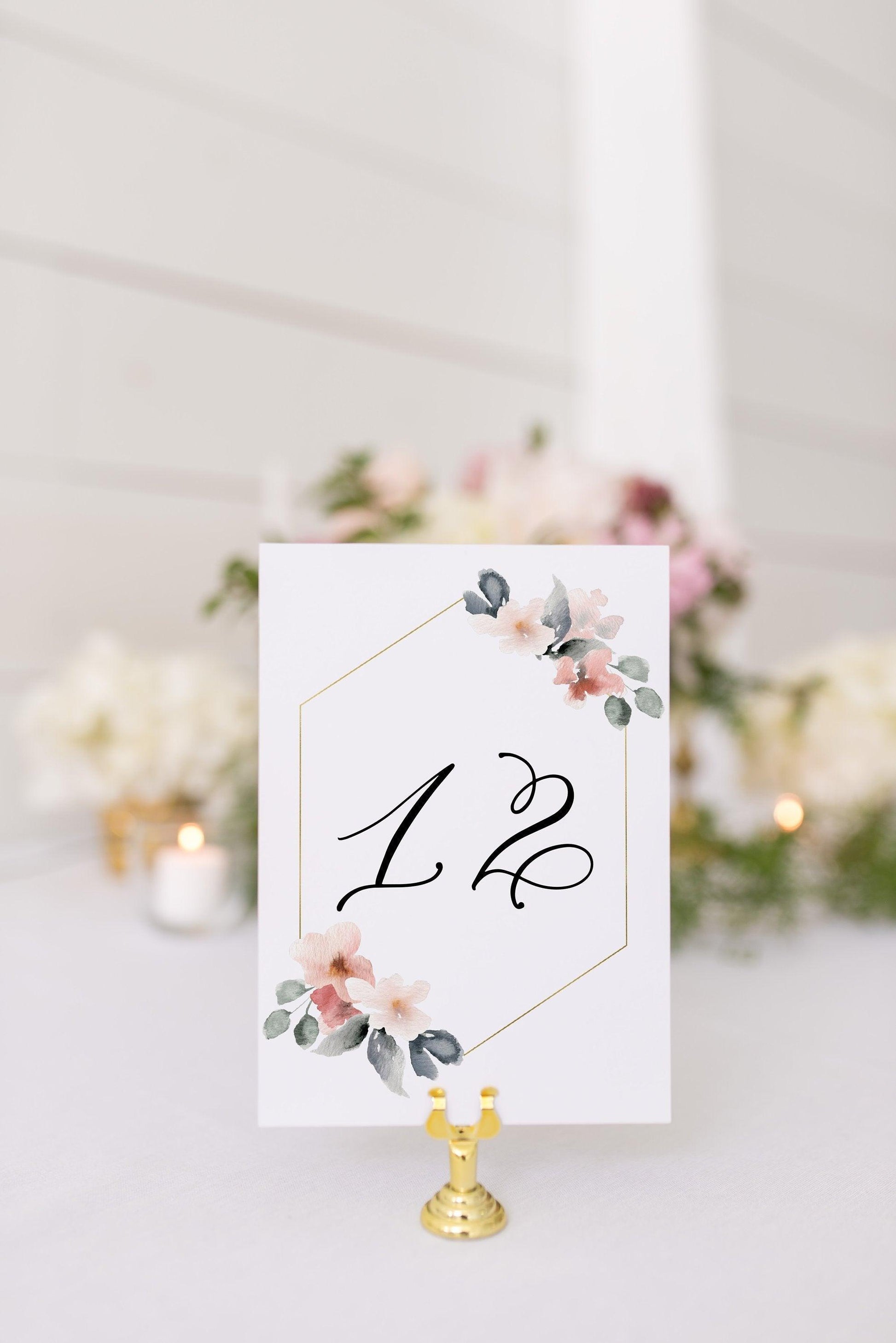 Blush Table Numbers Printable Christmas Wedding Winter Instant Download DIY Geometric -Fleur - SAVVY PAPER CO