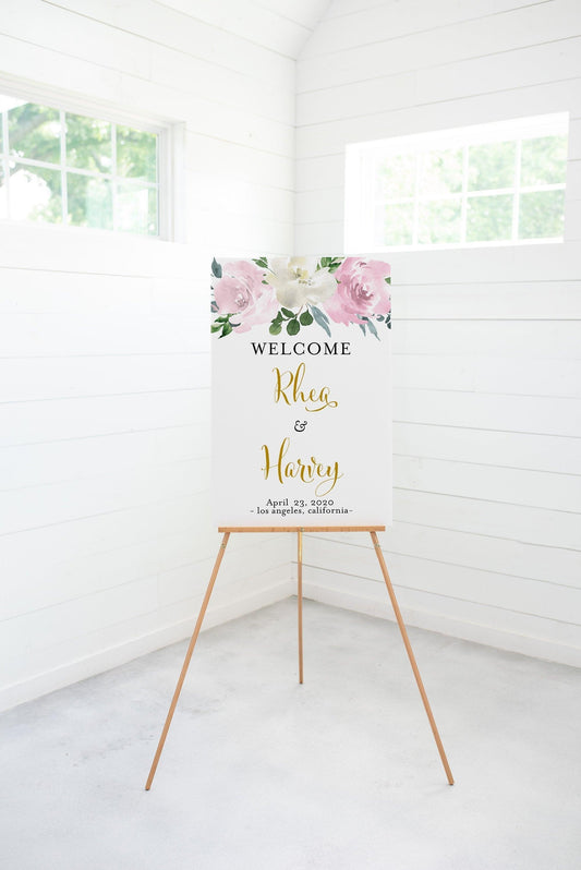 Blush Wedding Printable Welcome Sign Editable Template Instant Download Dusty Blue - Rhea - SAVVY PAPER CO