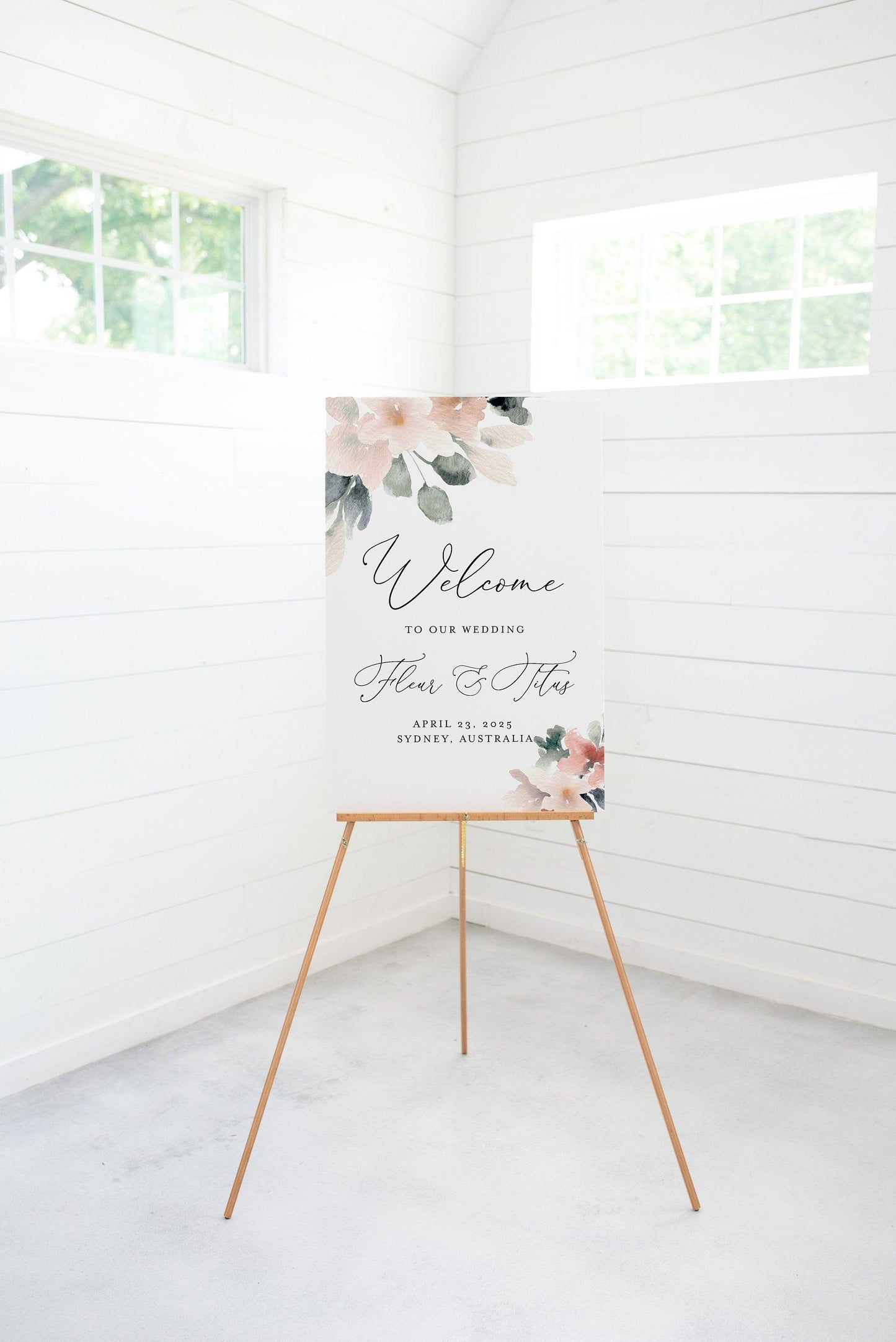 Blush Wedding Printable Welcome Sign Editable Template, Instant Download - Fleur - SAVVY PAPER CO