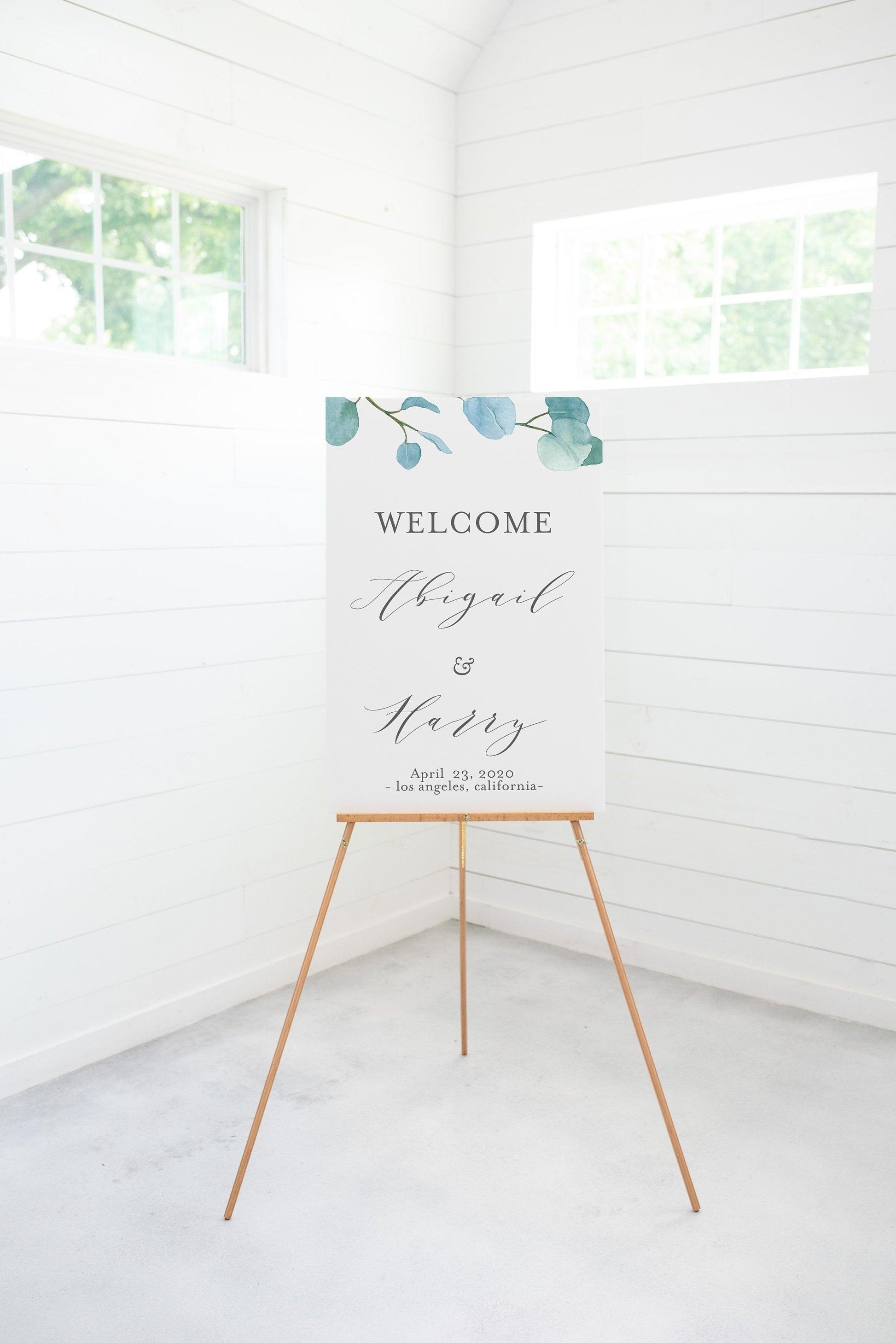 Blush Wedding Printable Welcome Sign Editable Template Instant Download Greenery - Abi - SAVVY PAPER CO