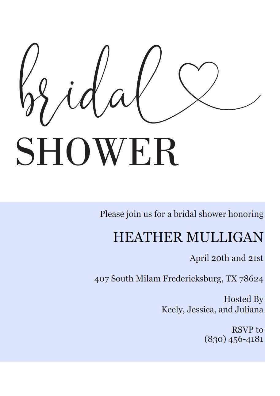 Bridal Shower Invitation Instant Download Printable Editable Template DIY Bridal Shower Invite - Heather - SAVVY PAPER CO