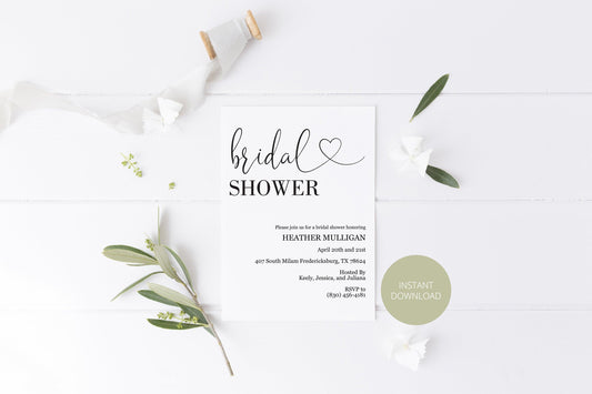 Bridal Shower Invitation Instant Download Printable Editable Template DIY Bridal Shower Invite - Heather - SAVVY PAPER CO
