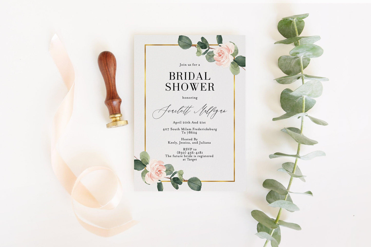 Bridal Shower Invite Templett Invitation Template Printable Instant Download Greenery - Scarlett - SAVVY PAPER CO