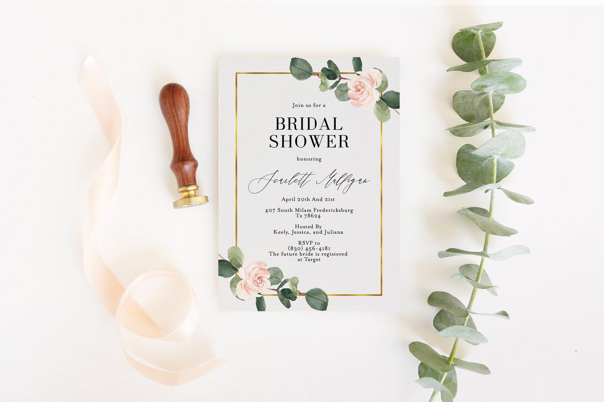 Bridal Shower Invite Templett Invitation Template Printable Instant Download Greenery - Scarlett - SAVVY PAPER CO