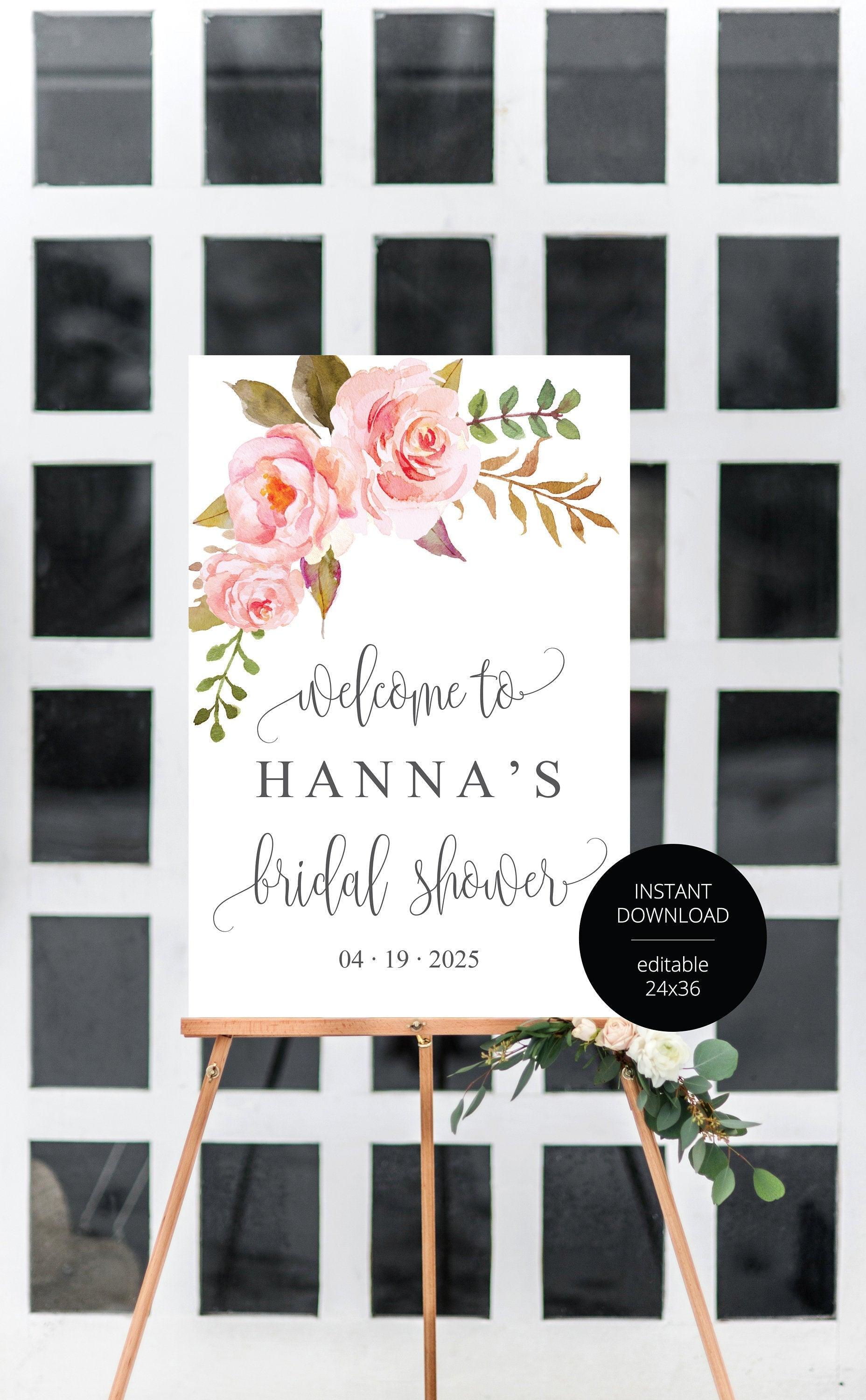 Bridal Shower Welcome Sign Printable Template Editable Instant Download Floral Wedding Décor -HANNA - SAVVY PAPER CO