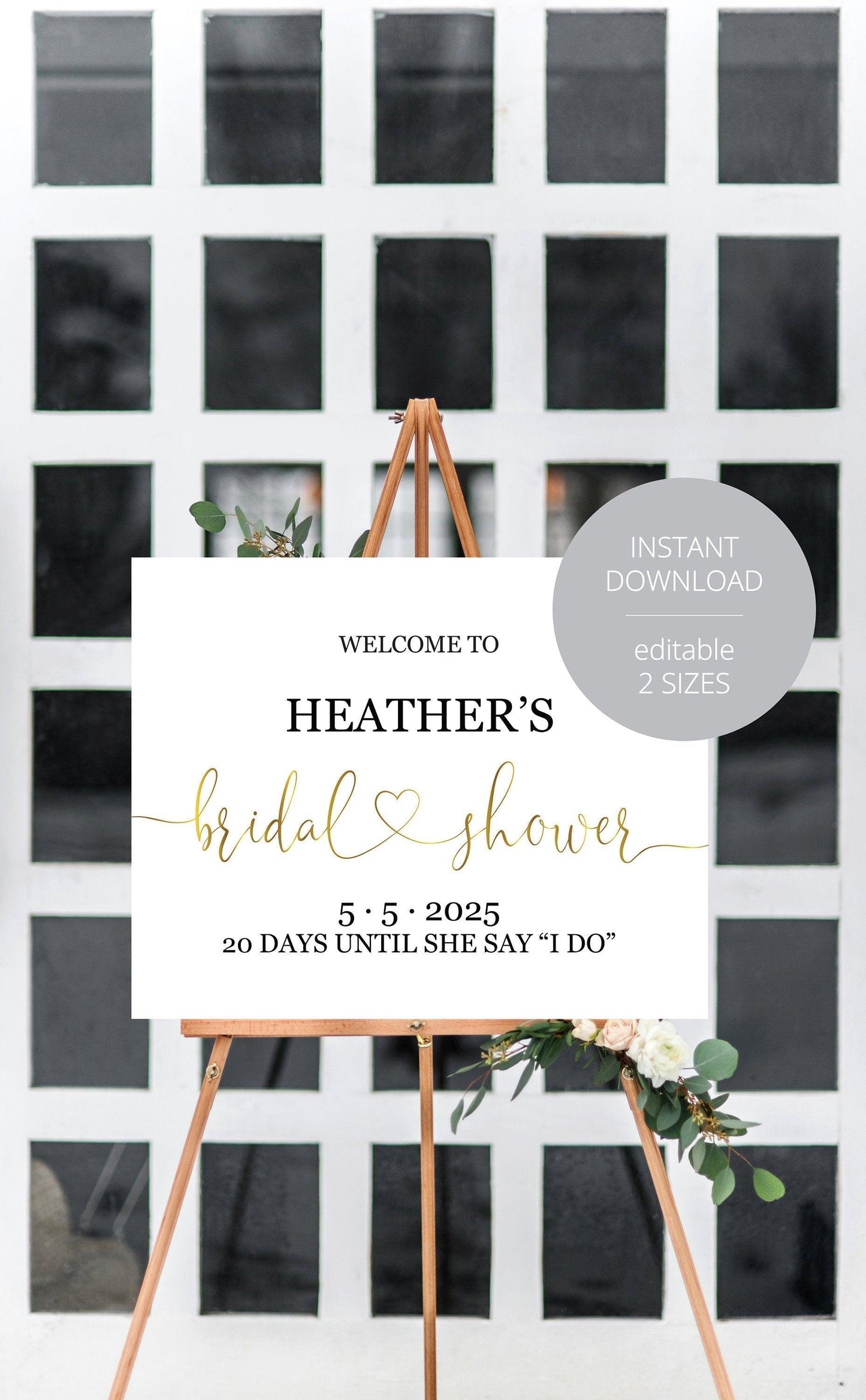 Bridal Shower Welcome Sign Printable Template Editable Instant Download Wedding Décor Gold - Heather - SAVVY PAPER CO