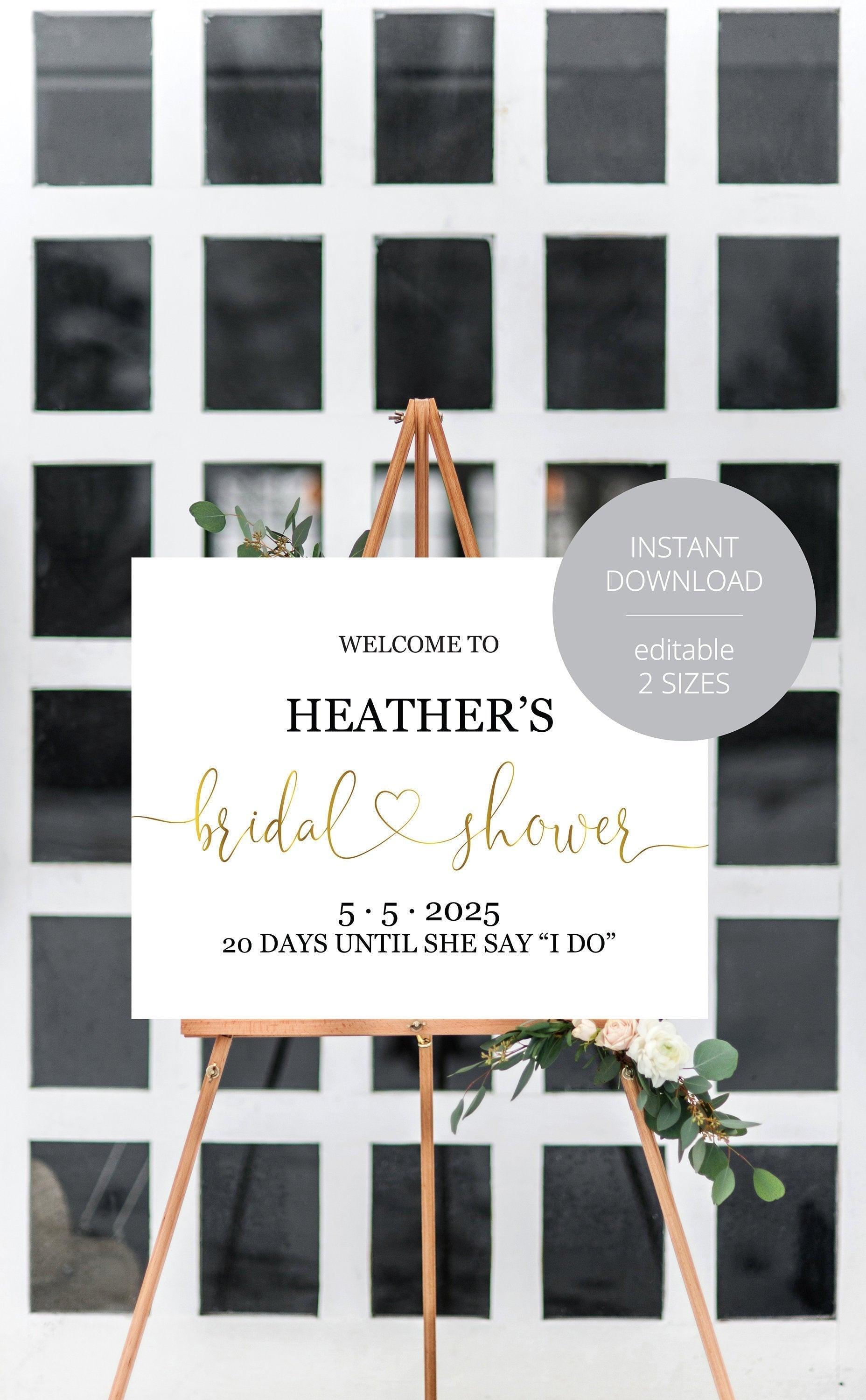 Bridal Shower Welcome Sign Printable Template Editable Instant Download Wedding Décor Gold - Heather - SAVVY PAPER CO