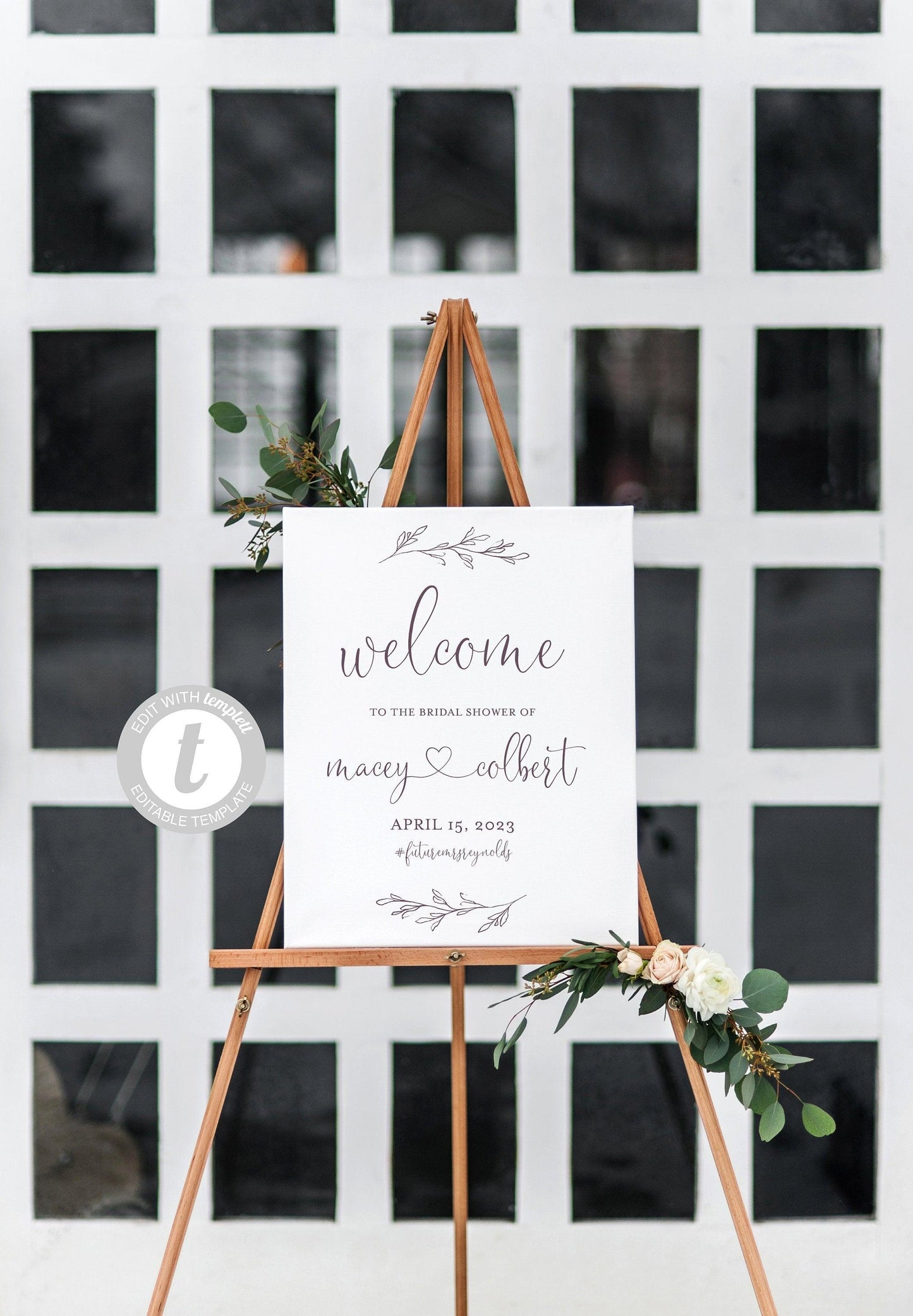 Bridal Shower Welcome Sign Printable Template Editable Instant Download Wedding Décor Heart - Macey - SAVVY PAPER CO