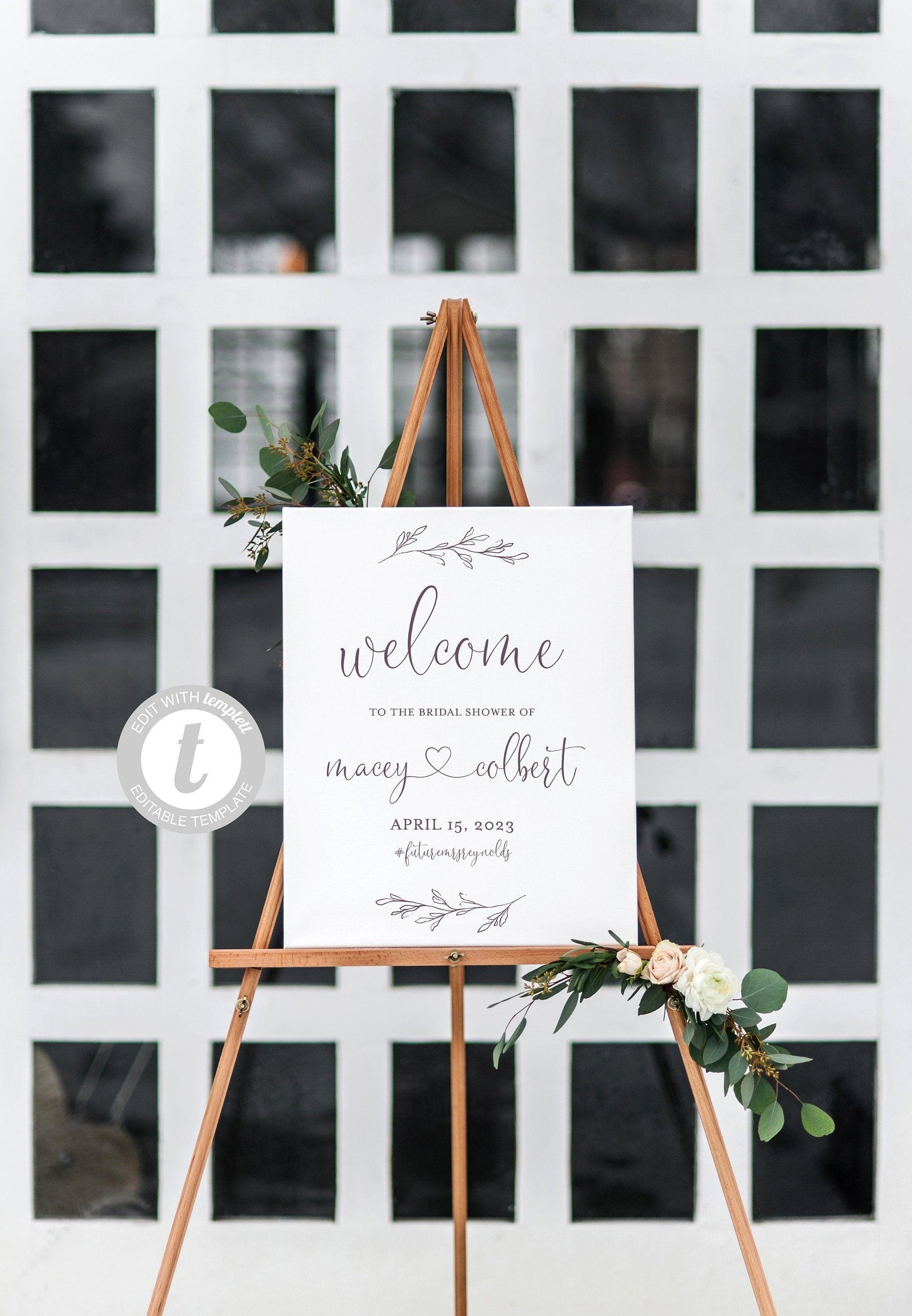 Bridal Shower Welcome Sign Printable Template Editable Instant Download Wedding Décor Heart - Macey - SAVVY PAPER CO