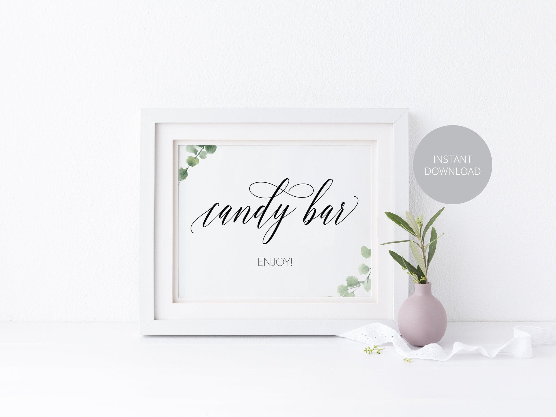 Candy Bar Sign, Candy Buffet Sign, Reception Sign, Candy Bar, Instant Download, Wedding Decor, Wedding Printable, Greenery, Rustic Wedding - SAVVY PAPER CO