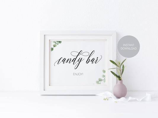 Candy Bar Sign, Candy Buffet Sign, Reception Sign, Candy Bar, Instant Download, Wedding Decor, Wedding Printable, Greenery, Rustic Wedding - SAVVY PAPER CO