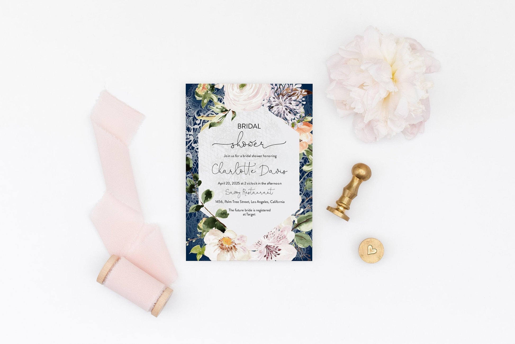 Change Background Color Bridal Shower Invitation Instant Download Printable Editable Template DIY Invite Floral - Charlotte - SAVVY PAPER CO