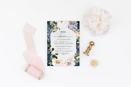 Change Background Color Bridal Shower Invitation Instant Download Printable Editable Template DIY Invite Floral - Charlotte - SAVVY PAPER CO