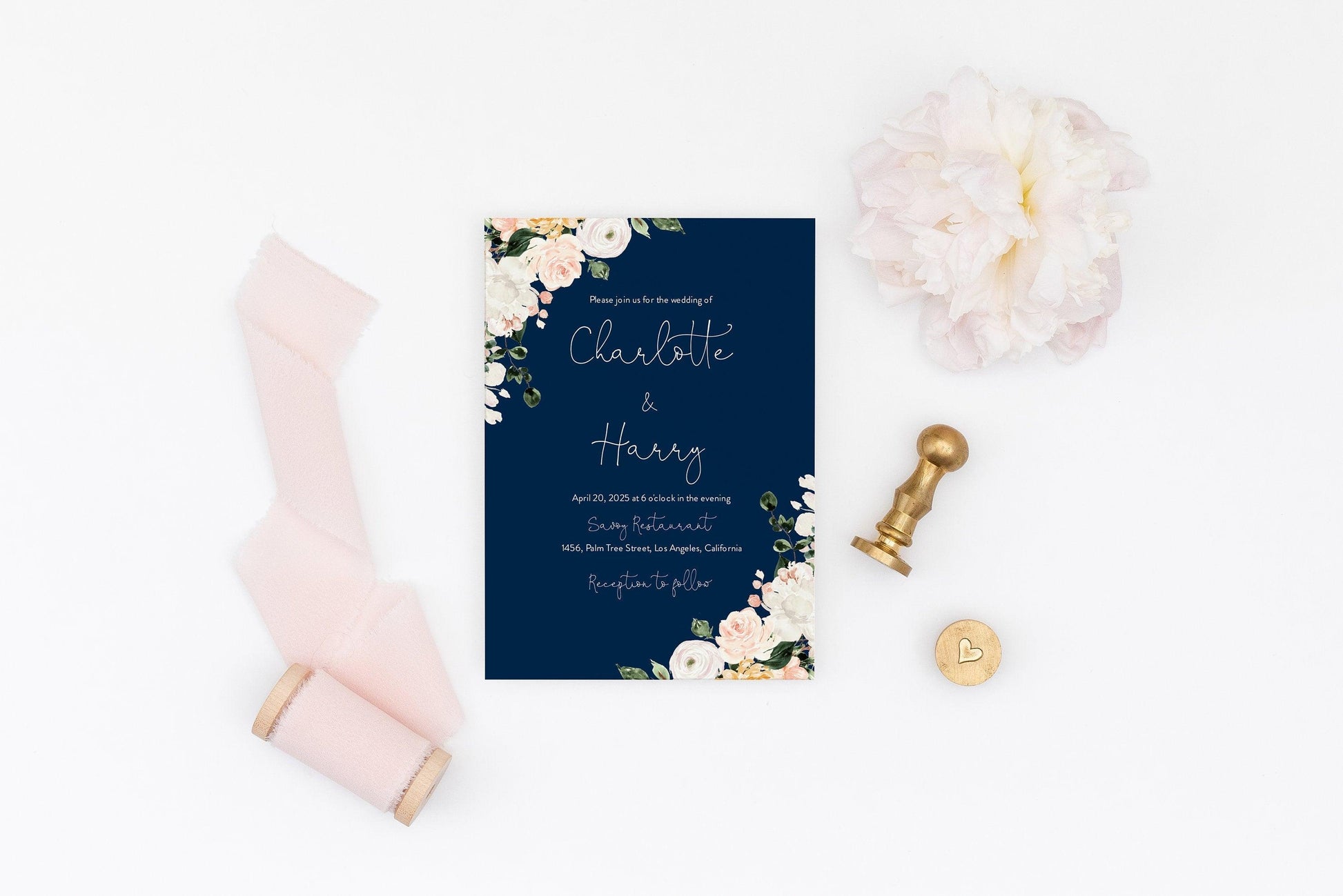 Change Background Floral Wedding Invitation Template Instant Download Templett Printable Wedding Editable - Charlotte - SAVVY PAPER CO