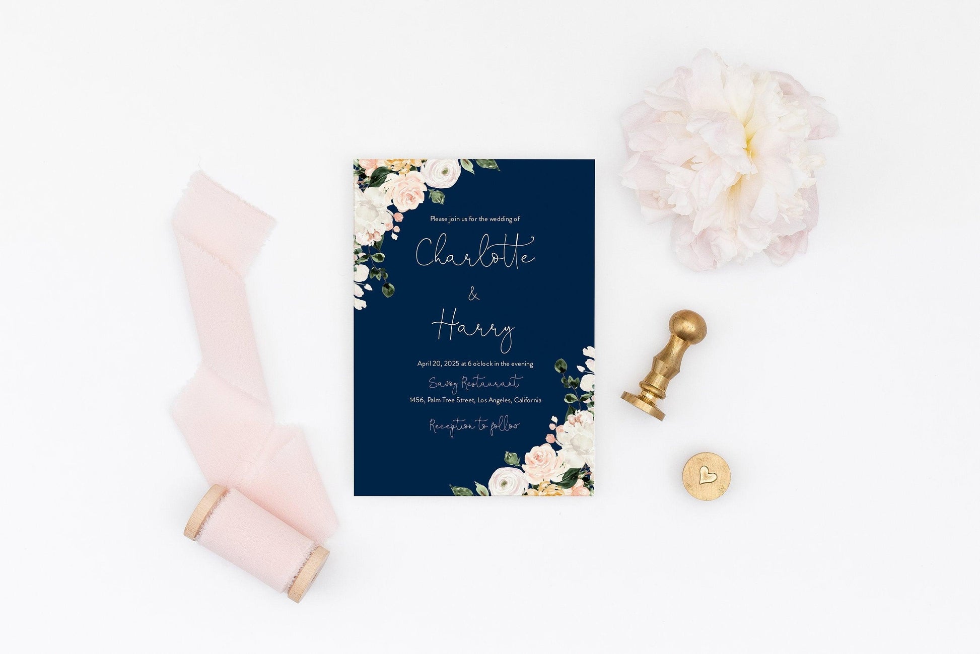 Change Background Floral Wedding Invitation Template Instant Download Templett Printable Wedding Editable - Charlotte - SAVVY PAPER CO