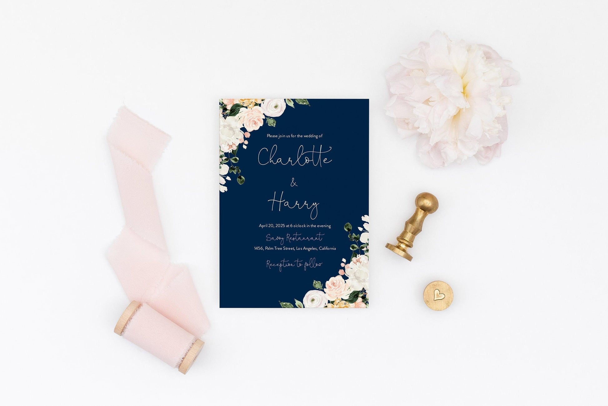Change Background Floral Wedding Invitation Template Instant Download Templett Printable Wedding Editable - Charlotte - SAVVY PAPER CO