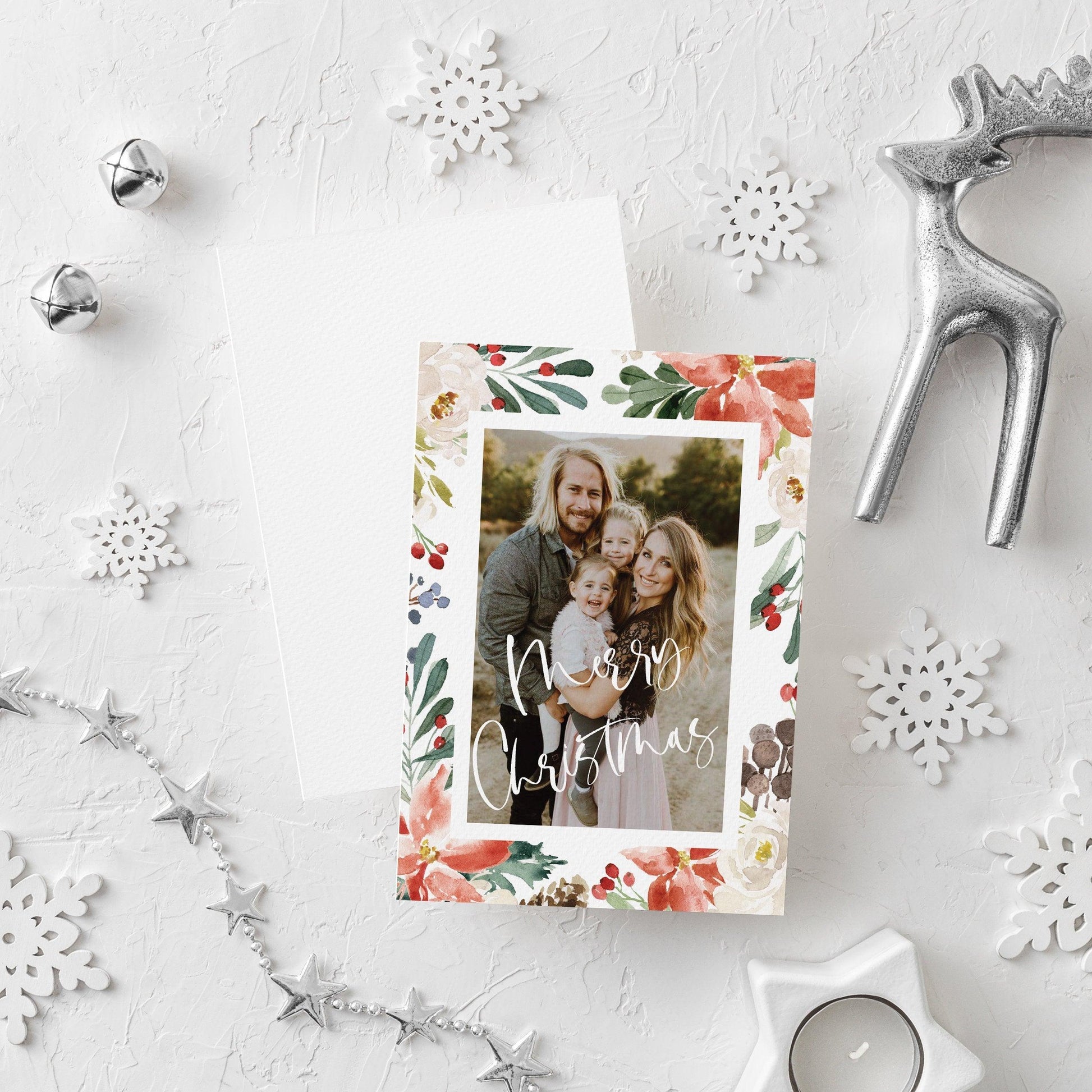 Christmas Card Photo Template, Holiday Card Template Photo, Editable Instant Download, Happy Holidays Card CC1 - SAVVY PAPER CO