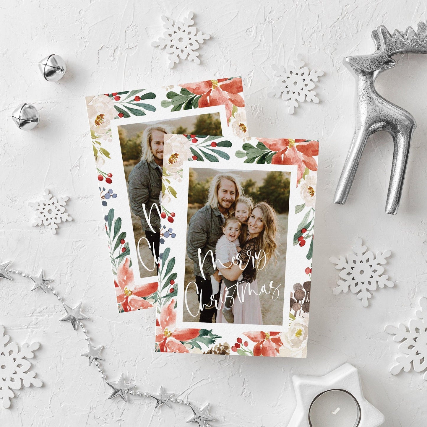 Christmas Card Photo Template, Holiday Card Template Photo, Editable Instant Download, Happy Holidays Card CC1 - SAVVY PAPER CO