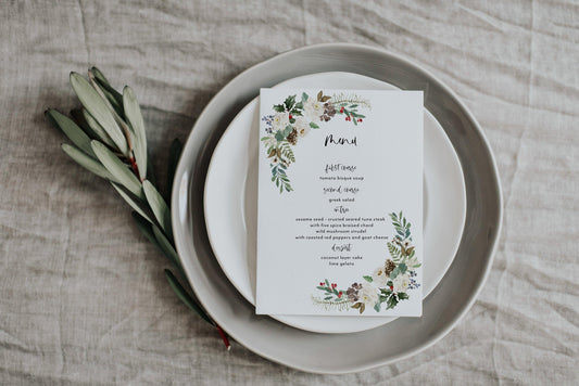 Christmas Party Menu INSTANT DOWNLOAD Wedding Menu Holiday Invite DIY Printable Holiday Invites Christmas Party CC1 - SAVVY PAPER CO