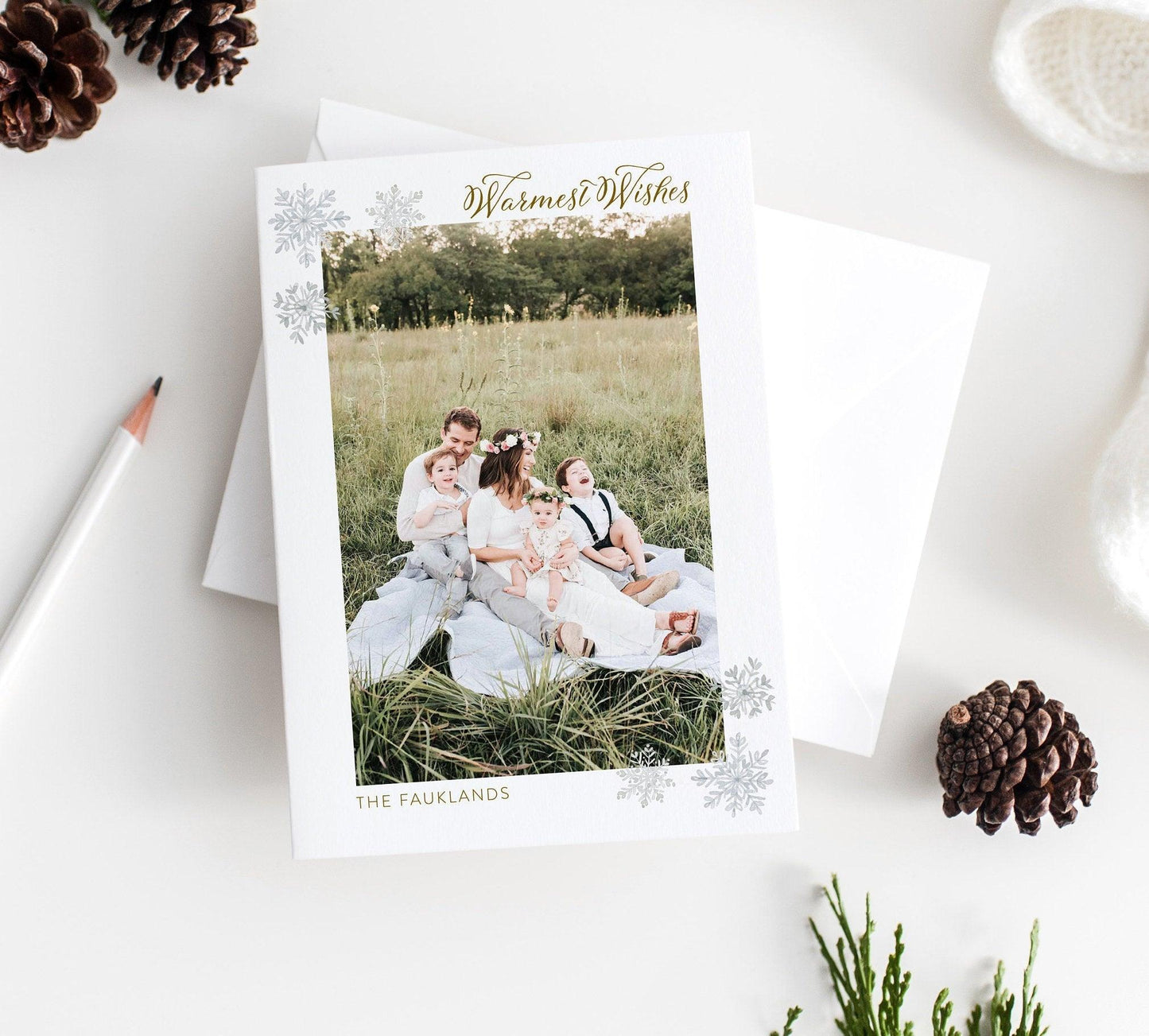 Christmas Snowflakes Card Template, christmas card templates for photographers - SELENA - SAVVY PAPER CO