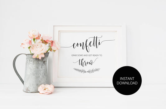 Confetti Sign, Rustic Wedding, Wedding sign, Printable Sign, Instant Download, Wedding Signage, Reception Sign, Wedding Send Off, Signs - SAVVY PAPER CO