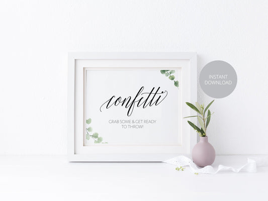 Confetti Sign Rustic Wedding sign, Printable Sign, Instant Download, Wedding Signage, Reception Sign, Send Off Signs - SAVVY PAPER CO