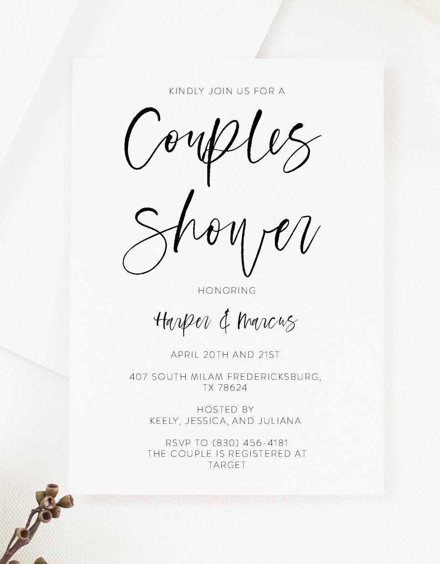 Couples Shower Invite Template Templett Shower Printable Invitation Instant Download Bridal Shower- Eileen - SAVVY PAPER CO