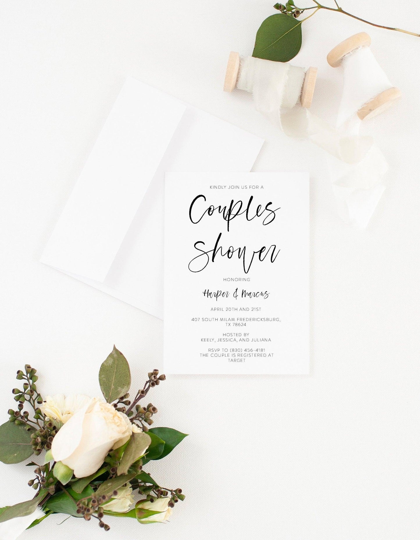 Couples Shower Invite Template Templett Shower Printable Invitation Instant Download Bridal Shower- Eileen - SAVVY PAPER CO
