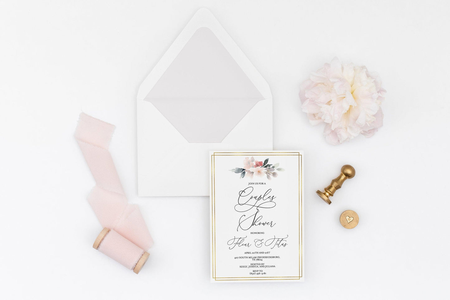 Couples Shower Invite Template Templett Shower Printable Invitation Instant Download Bridal Shower- Fleur - SAVVY PAPER CO