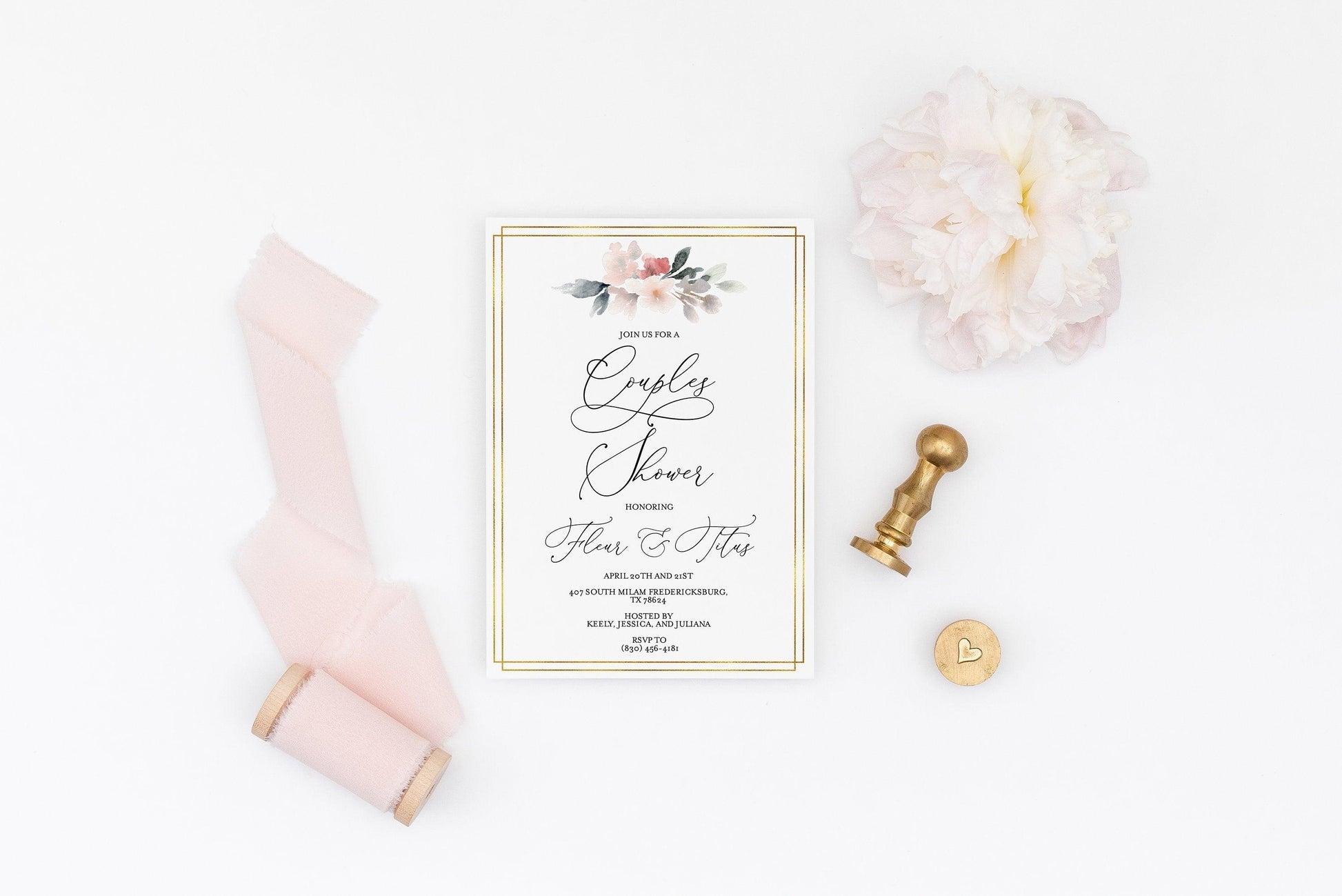 Couples Shower Invite Template Templett Shower Printable Invitation Instant Download Bridal Shower- Fleur - SAVVY PAPER CO